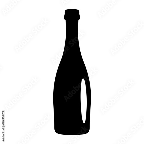 prosecco bottle black silhouette icon - of a  prosecco bottle simple vector art