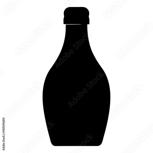 prosecco bottle black silhouette icon - of a  prosecco bottle simple vector art