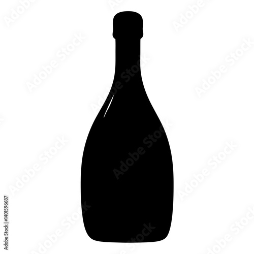 prosecco bottle black silhouette icon - of a  prosecco bottle simple vector art