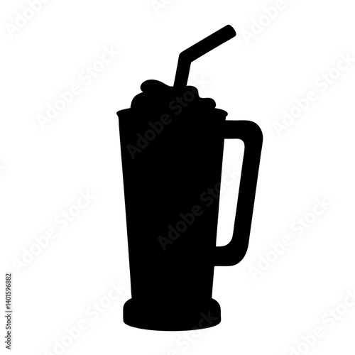 root beer float black silhouette icon - of a soft drinks root beer float simple vector art