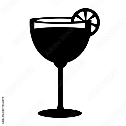 sangria glass black silhouette icon - of a soft drinks sangria glass simple vector art