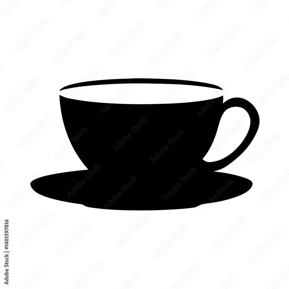 tea cup with saucer black silhouette icon - of a soft drinks tea cup with saucer simple vector art tea cup with saucer black silhouette icon - of a soft drinks tea cup with saucer simple vector art