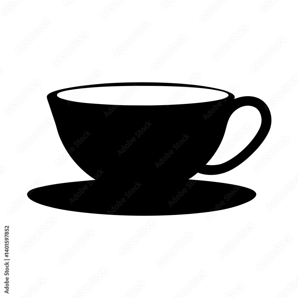 tea cup with saucer black silhouette icon - of a soft drinks tea cup with saucer simple vector art tea cup with saucer black silhouette icon - of a soft drinks tea cup with saucer simple vector art