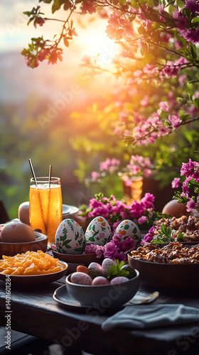 Stylish Easter still life on the table