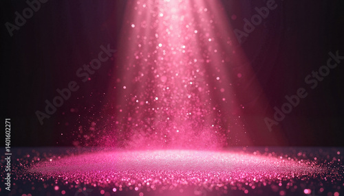 Pink Glittering Light Beam Illuminating Dark Background, Pink glitter, Rose Festival   