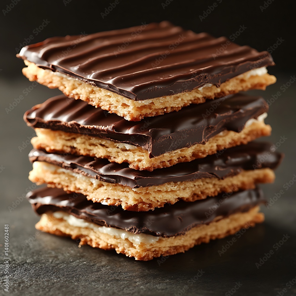 Crisp Wafer Biscuits Stacked Neatly with Chocolate Coating Crisp Wafer Biscuits Stacked Neatly with Chocolate Coating