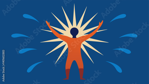 Charismatic Presence A silhouette of a person radiating light or waves of energy symbolizing the magnetic pull of a charismatic leader who draws others in.