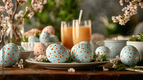Stylish Easter still life on the table