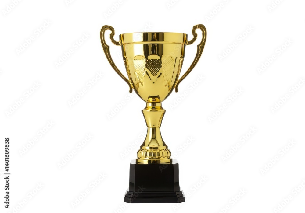 Isolated golden trophy award for winning and achievement isolated on white background Isolated golden trophy award for winning and achievement isolated on white background