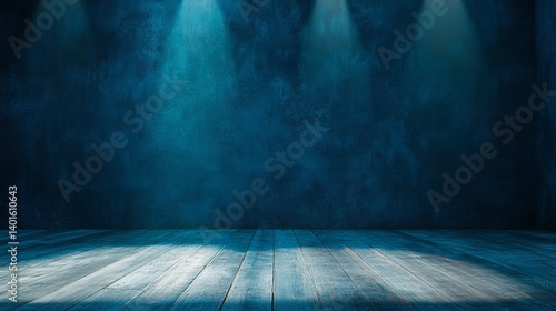 Wallpaper Mural Modern Stage Setup With Blue Lighting Creating an Artistic Atmosphere for Performances or Events in a Versatile Indoor Location Torontodigital.ca