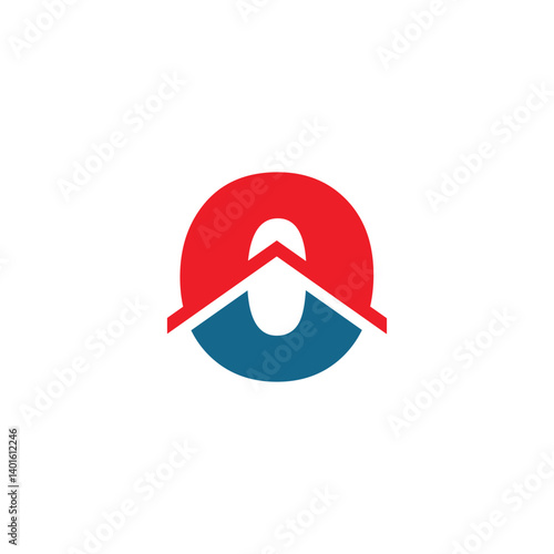 Real estate and construction company logo consisting of letter O and house roof. Vector