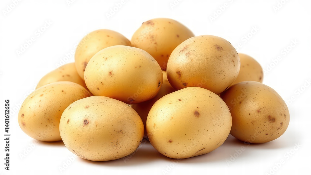Rustic Potatoes Displayed on White Background Rustic Potatoes Displayed on White Background