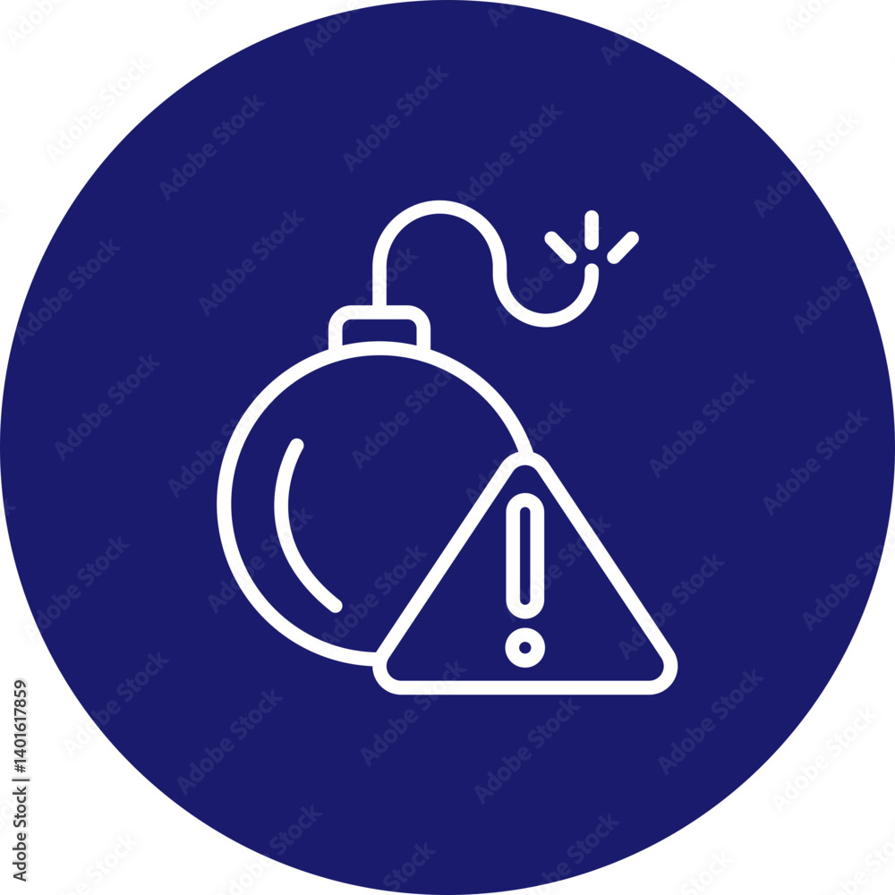 Obraz premium Bomb Vector Line Circle Icon Design