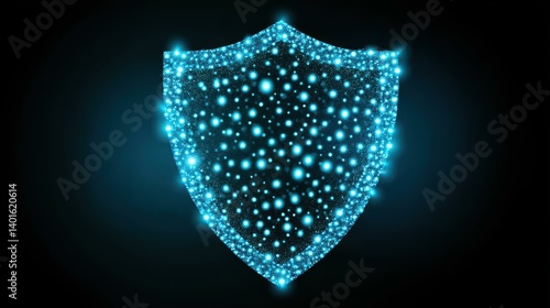 Visualize cybersecurity with a strong firewall, protecting vital data through secure nodes and robust encryption in a digital realm.