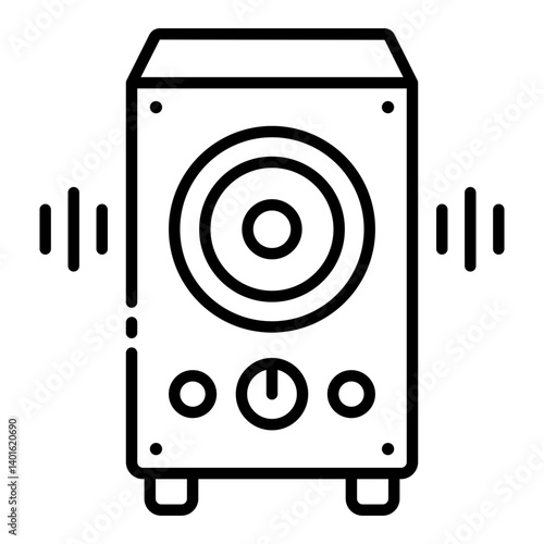 Speaker outline icon for audio and sound output