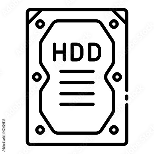 HDD storage device outline icon for personal computer