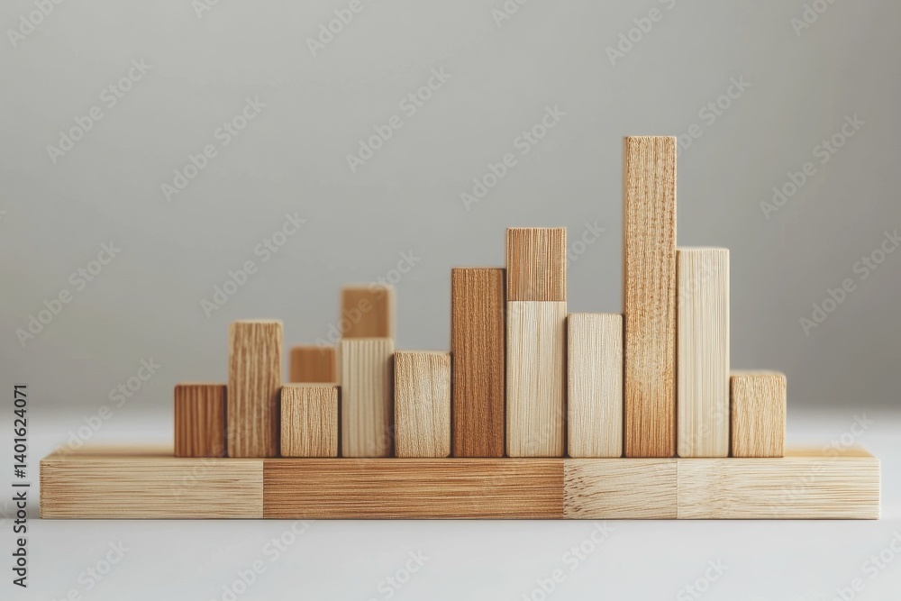 Wooden Blocks Forming Upward Graph Business Growth Development Concept Wooden Blocks Forming Upward Graph Business Growth Development Concept