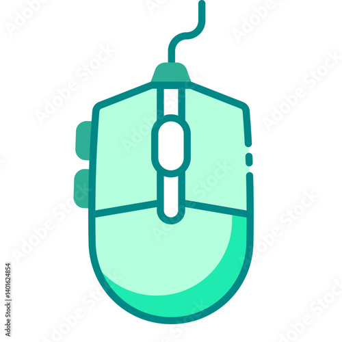Computer mouse green filled line icon for navigation and gaming