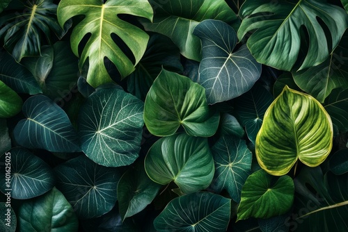 Wallpaper Mural Lush Green Tropical Foliage Framing a Dark Background Ideal for Creating a Natural Themed Design or Presentation Torontodigital.ca