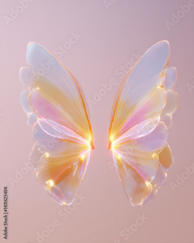 Transparent butterfly wings with glowing edges