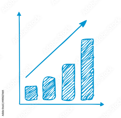 Wykres słupkowy wzrost rysunek niebieski