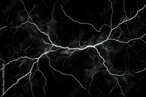 Obraz na płótnie Abstract image of white lightning bolts on a black background. w salonie