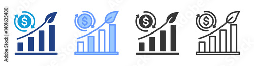 Sustainable Growth icon set multiple style collection