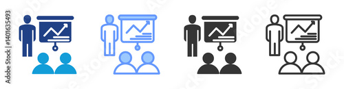 Training Program icon set multiple style collection