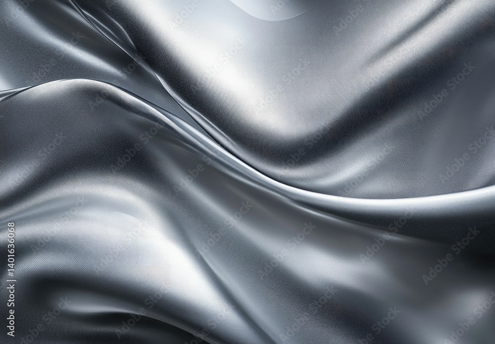 Obraz premium Elegant Silver Fabric Flowing with Light and Shadow for Design Inspiration