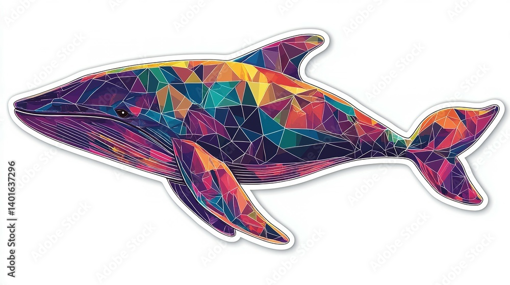 A vibrant polygonal illustration of a whale, showcasing a colorful geometric design. A vibrant polygonal illustration of a whale, showcasing a colorful geometric design.