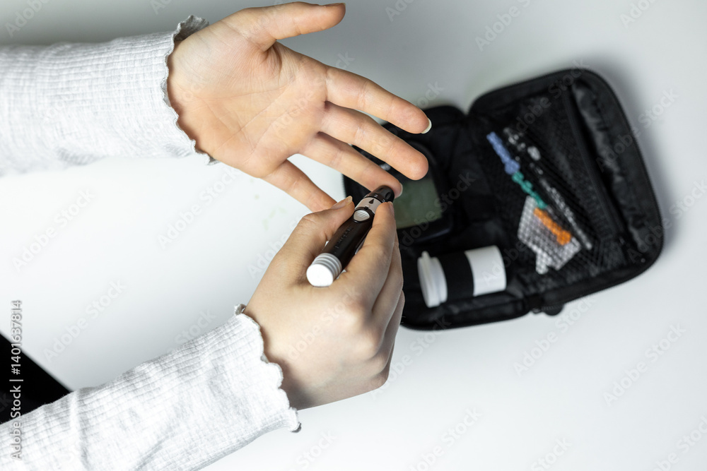 custom made wallpaper toronto digitalPerson preparing to administer insulin injection for diabetes management at home using a pen device