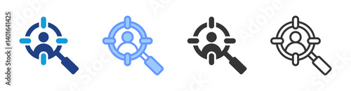 Target Audience icon set multiple style collection