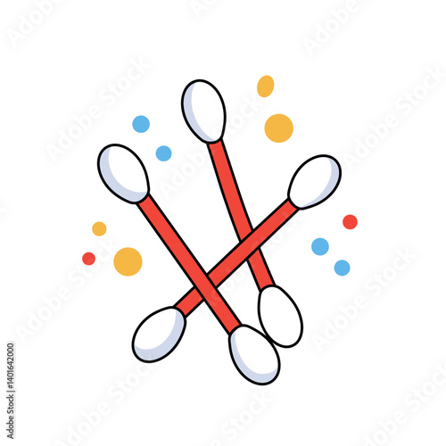 Colorful Cotton Swabs in Creative Pattern – Playful Hygiene Graphic for Beauty Packaging, Pharmacy Ads or Skincare Presentations