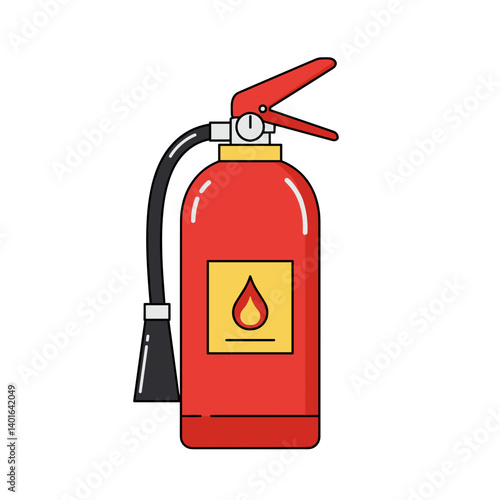 Red Fire Extinguisher Illustration with Safety Details – Emergency Equipment Graphic for Safety Guides, Workplace Posters or Training Materials