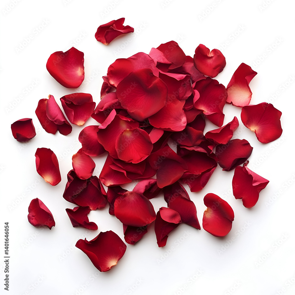 Fototapeta premium red rose petals isolated on white