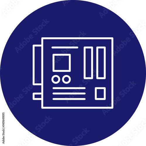 Mother board Vector Line Circle Icon Design
