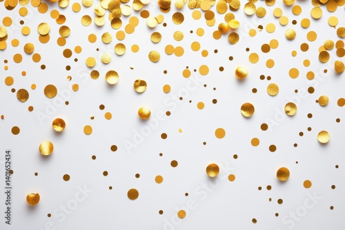 Obraz na płótnie Close-up of a white background adorned with scattered gold confetti. w salonie