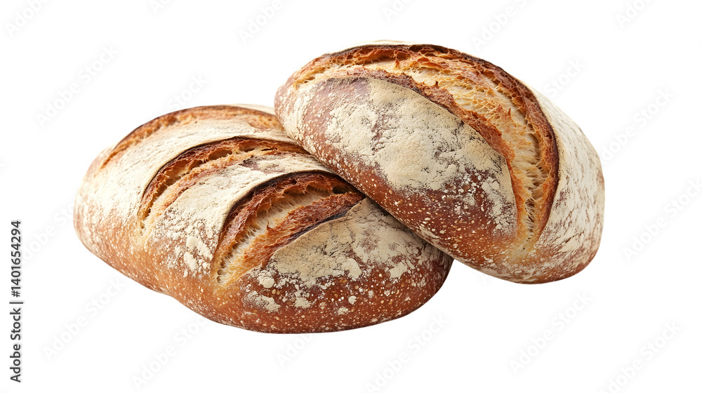High-Quality image of Fresh Sourdough Bread on Isolated White Background for Professional Use High-Quality image of Fresh Sourdough Bread on Isolated White Background for Professional Use