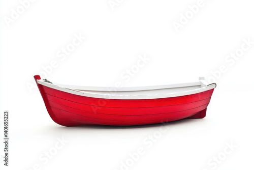 Red rowboat on white background