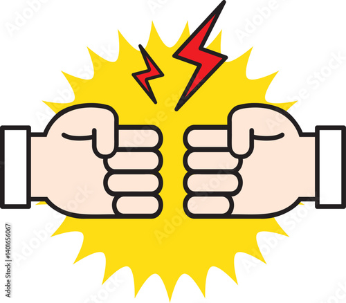 Conflict, disagreement, argument, fist icon.