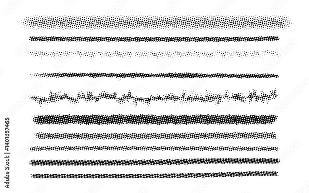 Obraz premium set of lines with hafltone texture. suitable for banner or poster design illustration patterns. vector eps