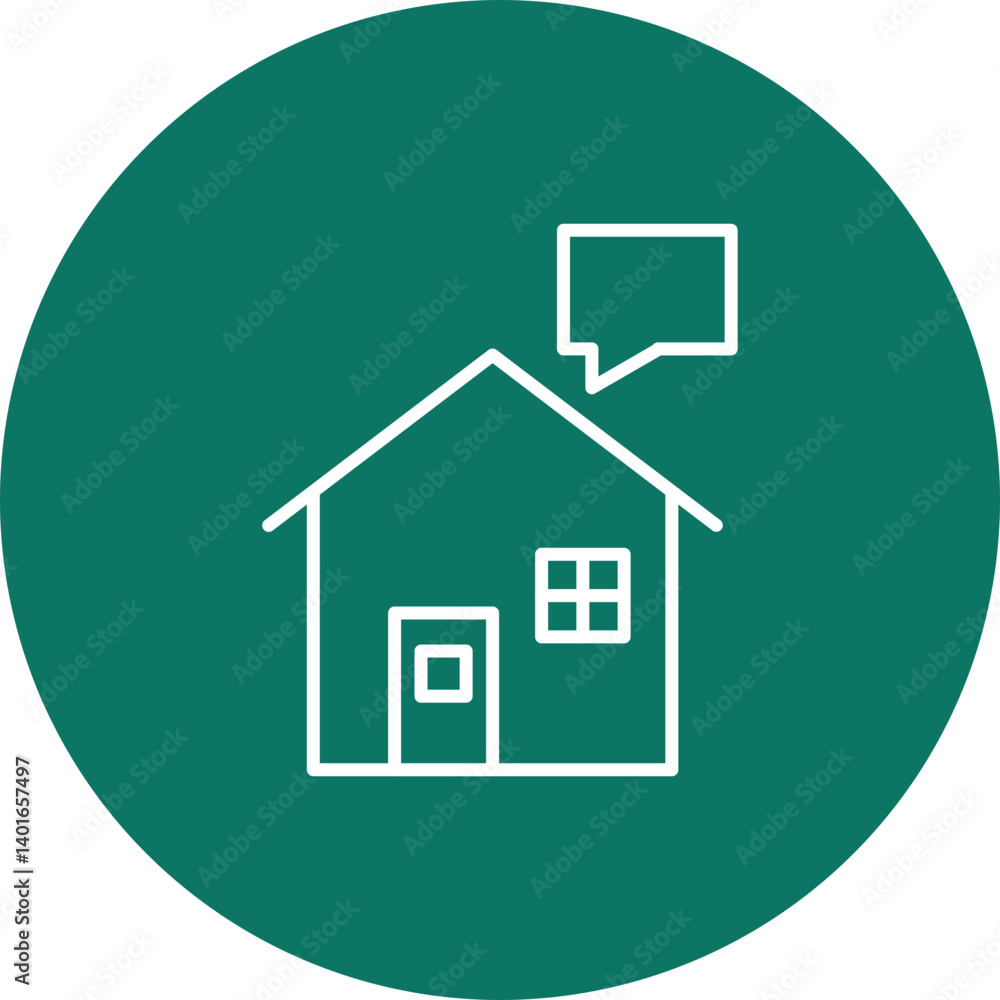 Home Message Vector Line Circle Icon Design Home Message Vector Line Circle Icon Design