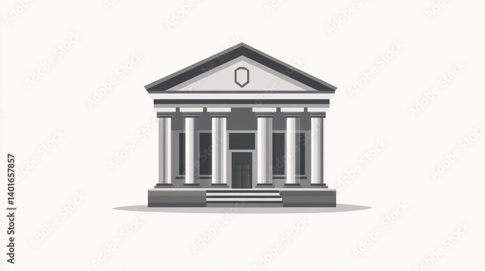 Obraz premium Classical Architecture with Pillars and Triangular Facade for Design Education and Historical