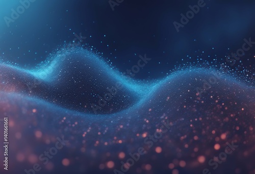 Fototapeta Naklejka Na Ścianę i Meble -  particles dynamic big background wave futuristic rendering 3d blue dots data mesh dust particle design molecular bokeh analysis illustration booklet low datum glow landscape information circle