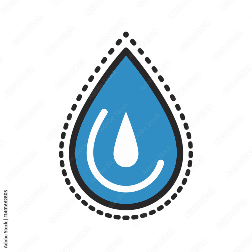 Blue water drop with a white highlight inside Blue water drop with a white highlight inside
