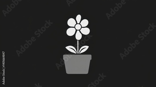 Flower in Pot Simple Plant Icon Floral Design Element