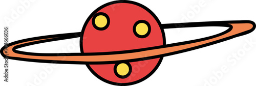 Retro Saturn Groovy Sticker Hand Drawn