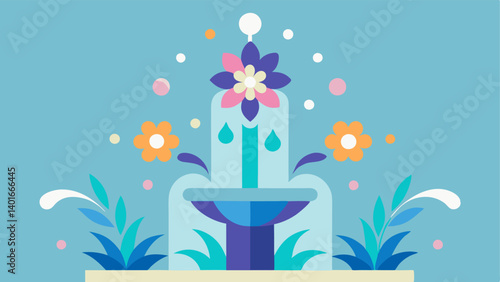 Floral Fountain An intricate design where the waterfall is formed by cascading floral patterns incorporating elements of abstract art. The waterfall features shapes of petals and