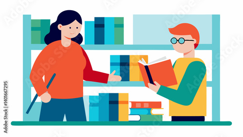 Library Access A library scene where a librarian assists a visually impaired person with tactile books demonstrating the importance of adaptive reading materials and resources.