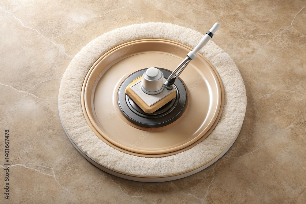 Ceiling Cleaner on Wet Stone, Circular Frame, Beige Taupe Ceiling Cleaner on Wet Stone, Circular Frame, Beige Taupe
